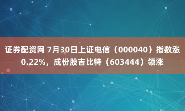 证券配资网 7月30日上证电信（000040）指数涨0.22%，成份股吉比特（603444）领涨